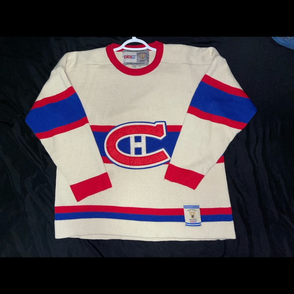 VINTAGE KNIT CCM HERITAGE SWEATER MONTREAL CANADIENS HABS ICE HOCKEY